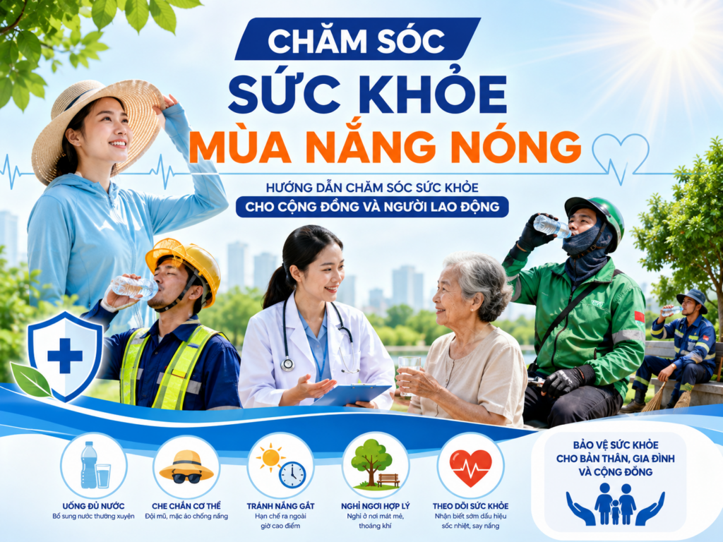 HƯỚNG DẪN CHĂM SÓC SỨC KHỎE MÙA NẮNG NÓNG CHO CỘNG ĐỒNG VÀ NGƯỜI LAO ĐỘNG HƯỚNG DẪN CHĂM SÓC SỨC KHỎE MÙA NẮNG NÓNG CHO CỘNG ĐỒNG VÀ NGƯỜI LAO ĐỘNG